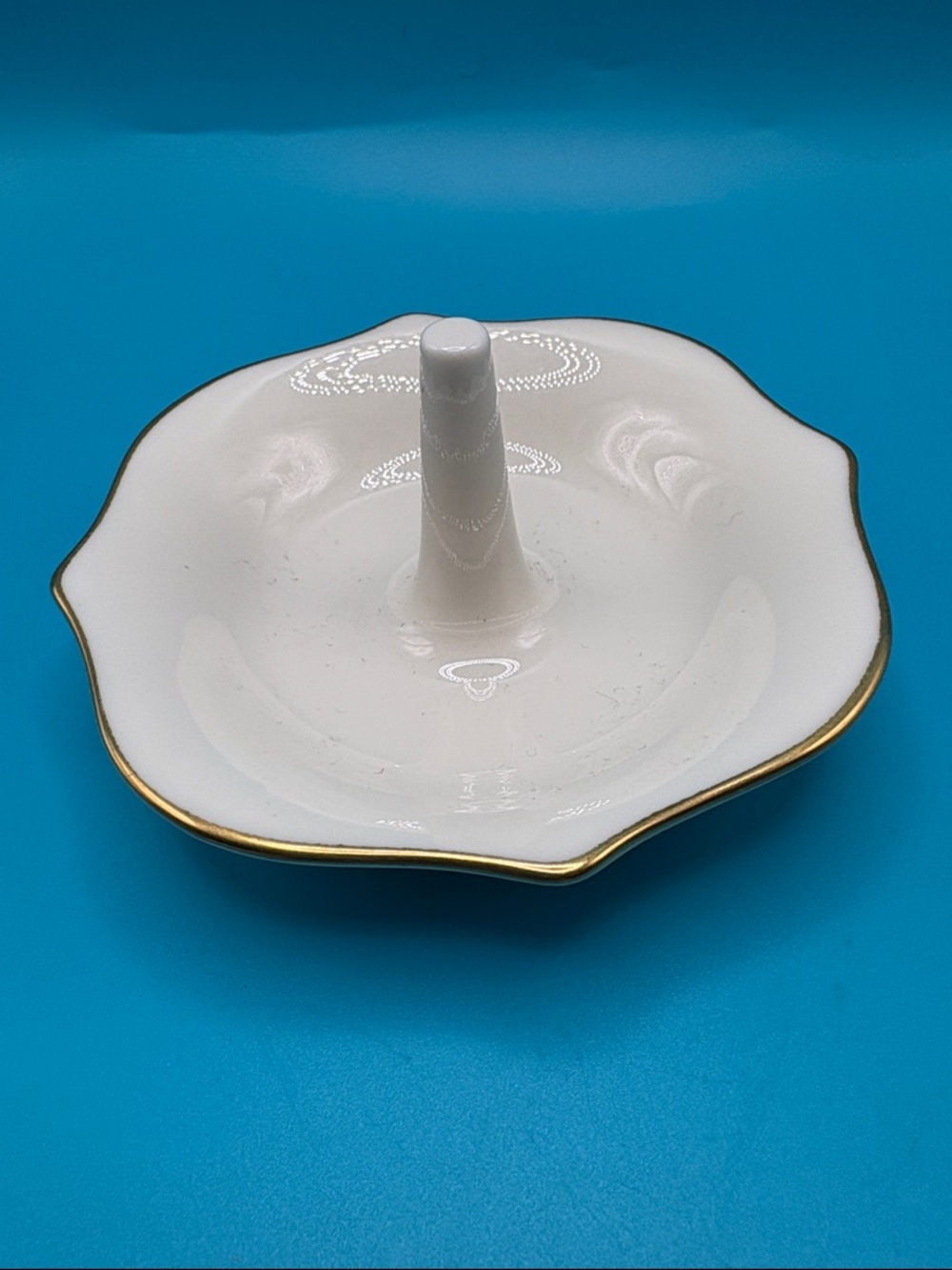 Lenox Ceramic Ring Holder Dish with Gold Trim From Special Collection